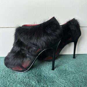 Charles Jourdan Paris Fur Ankle Boots